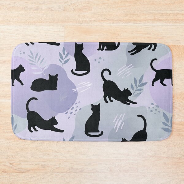 Item preview, Black Cats Seamless Pattern Minimalist Purple and Teal Aesthetic designed and sold by Owcomm.