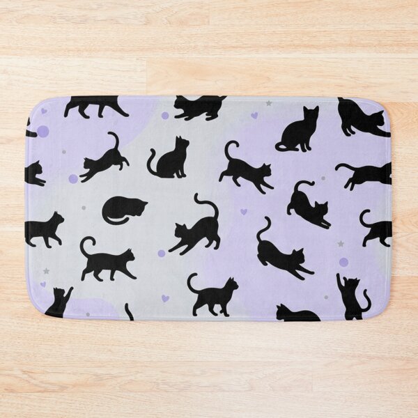 Item preview, Playful Black Cats Silhouette Pattern on Pastel Lavender designed and sold by Owcomm.