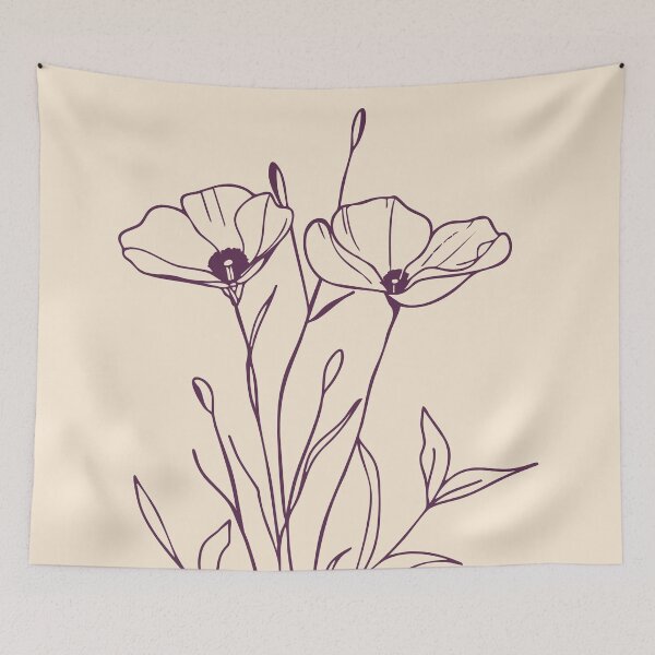 Item preview, Minimalist Poppy Line Art, Botanical Flower designed and sold by CroesCreations.