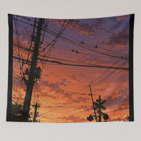 Item preview, Evening Power Lines - Vintage Anime Aesthetic designed and sold by bapupa.