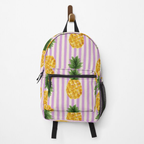 Item preview, Pineapple prints on lilac stripes designed and sold by Meli-moo.