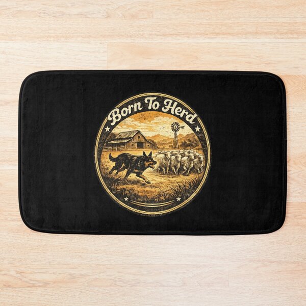 Item preview, Born To Herd Australian Kelpie Vintage Farm Dog Retro Ranch Badge Design designed and sold by Globalcitytees.