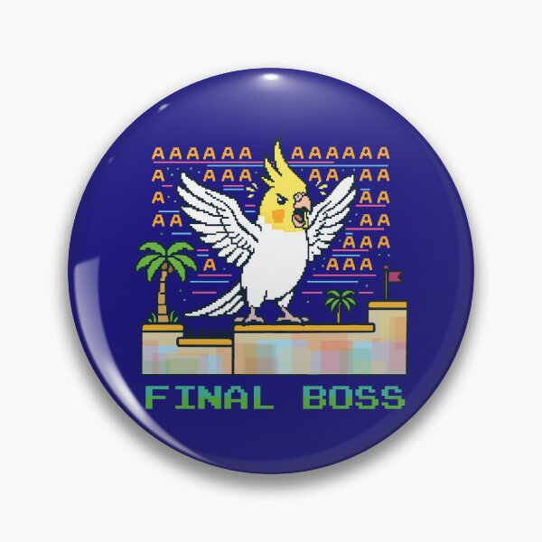 Item preview, Video Game Final Boss Screaming White Cockatiel Pixel Nerd designed and sold by FandomizedRose.