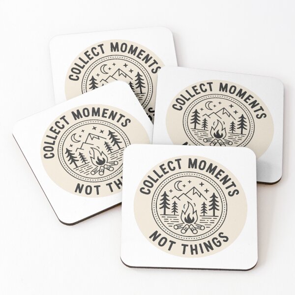 Item preview, Collect moments not things campfire badge black camping outdoor print designed and sold by icemanphotos.