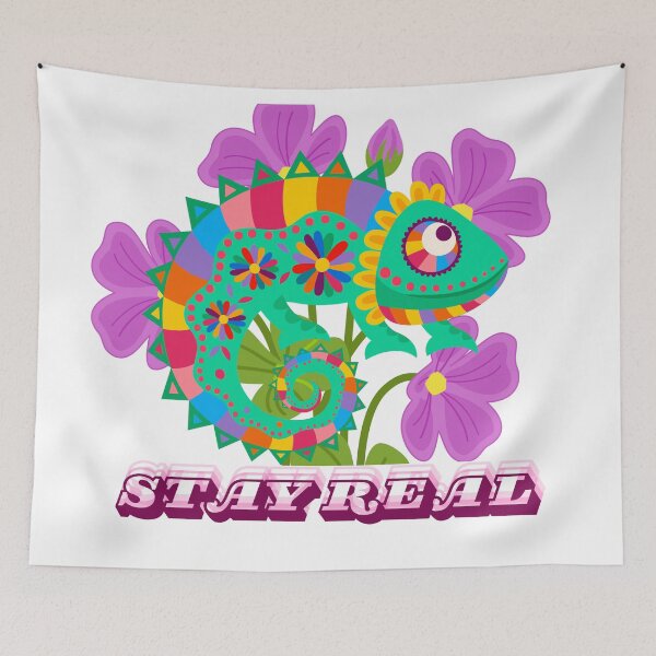 Item preview, Stay Real Colorful Chameleon Floral Graphic designed and sold by GraphixByHub.