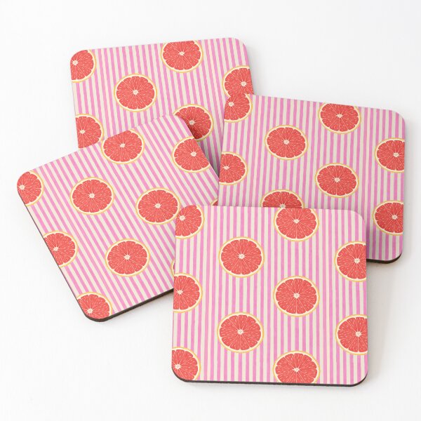 Item preview, Pink grapefruit on pink stripes designed and sold by Meli-moo.