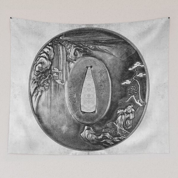 Item preview, 19th Century Poet Waterfall Japanese Tsuba Sword Guard designed and sold by Ghoul Enterprises.