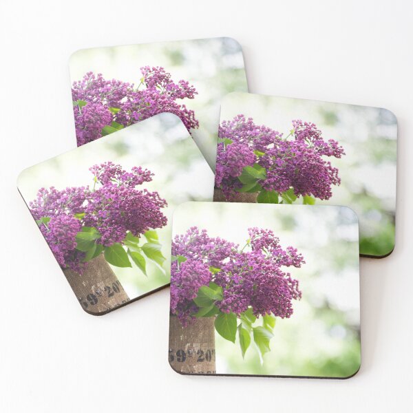 Item preview, Purple Lilacs in Rustic Burlap Container Outdoors designed and sold by katifinell.