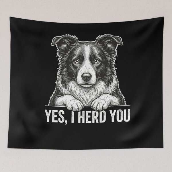 Item preview, Border Collie Yes I Herd You Vintage Dog Lover Black Graphic Tee designed and sold by bilal sibgui.