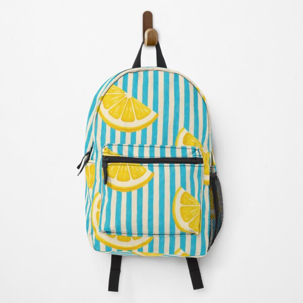 Item preview, Lemon wedges on light blue stripes designed and sold by Meli-moo.