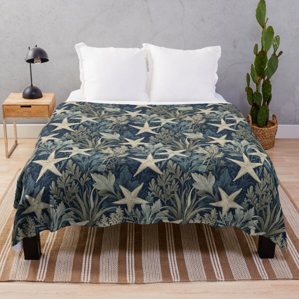 Item preview, Seaweed & Starfish - Navy Blue Coastal Arts & Crafts Design designed and sold by BestVarieties.