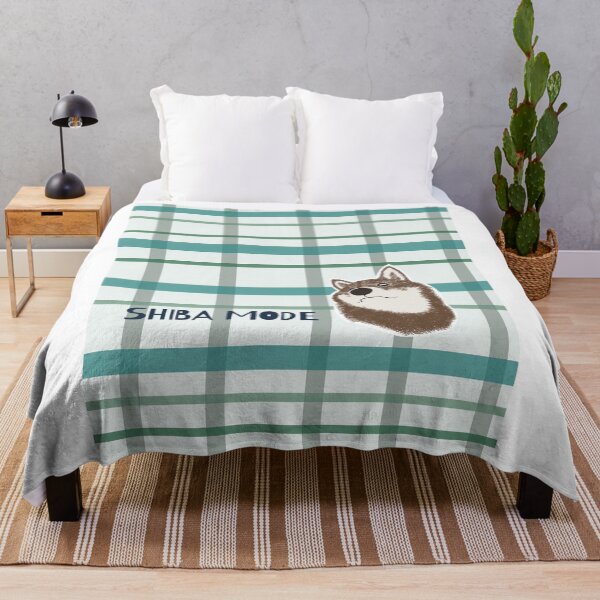Item preview, Green plaid with sesame Shiba Inu designed and sold by ShibaCruise-On.