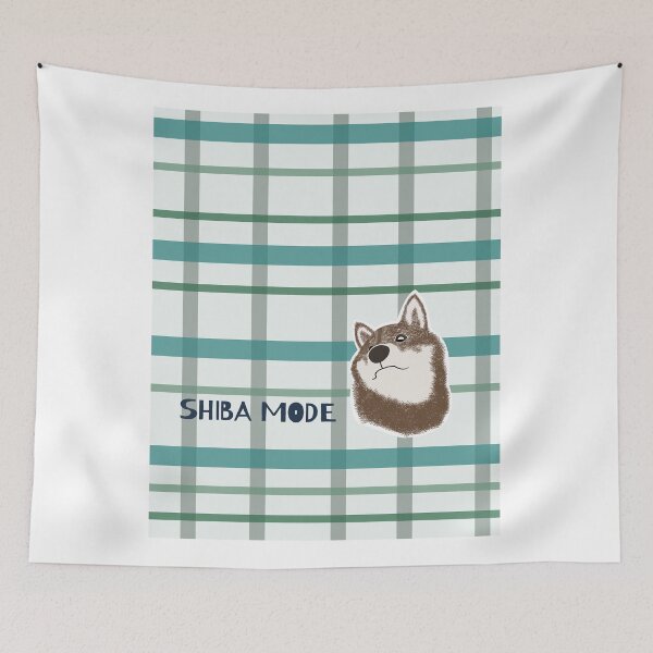 Item preview, Green plaid with sesame Shiba Inu designed and sold by ShibaCruise-On.