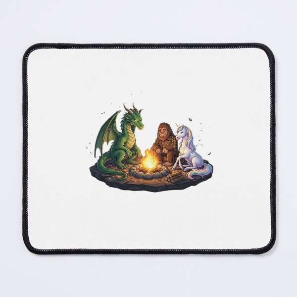 Item preview, Fantasy Campfire Creatures Bigfoot Unicorn Dragon Graphic Tee designed and sold by bilal sibgui.