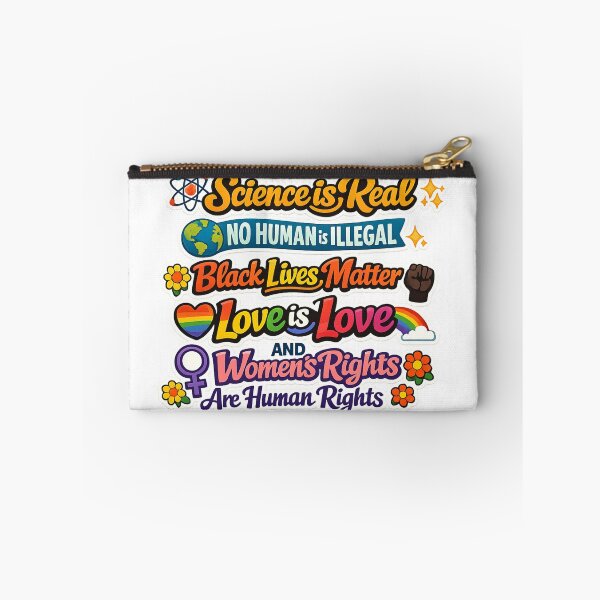 Item preview, Science is real, no human is illegal, black lives matter, love is love, and women's rights are human rights designed and sold by EchoPrint Co..