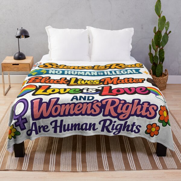 Item preview, Science is real, no human is illegal, black lives matter, love is love, and women's rights are human rights designed and sold by EchoPrint Co..