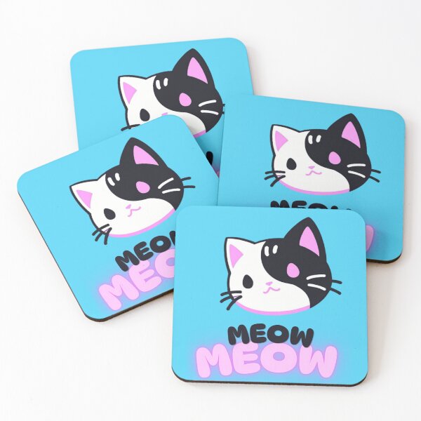 Item preview, Cute Black & White Kawaii Cat “MEOW” Neon Sticker Design designed and sold by IMuDesigner.