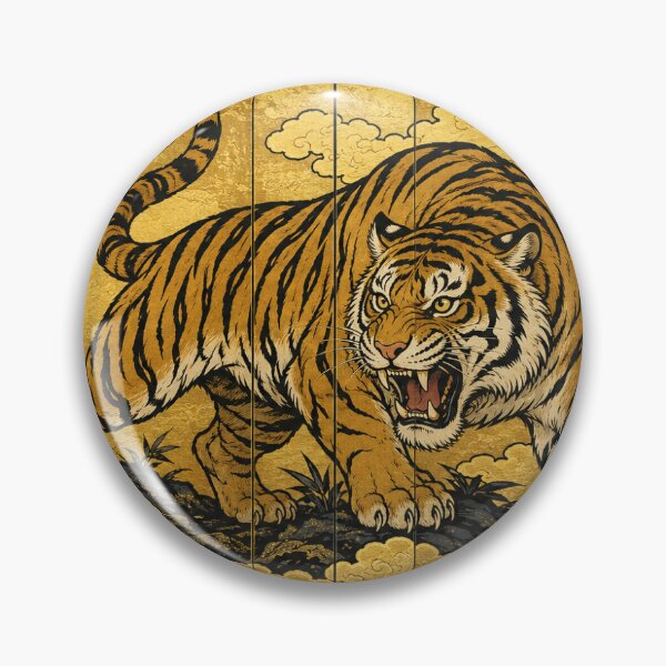 Item preview, Japanese Byobu Tiger Sticker | Fierce Tiger Folding Screen Art designed and sold by SeiMeets.