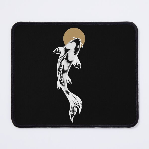 Item preview, White Koi Fish Wall Art | Japanese Yin Yang Koi Design | Dark Zen Asian Decor designed and sold by MonNoir.