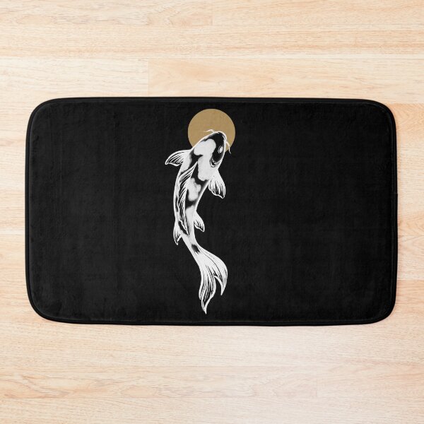 Item preview, White Koi Fish Wall Art | Japanese Yin Yang Koi Design | Dark Zen Asian Decor designed and sold by MonNoir.