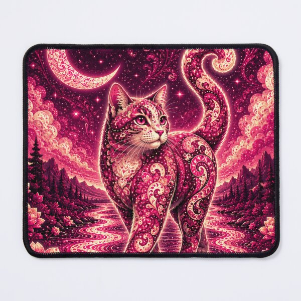 Item preview, Fuchsia Moon Paisley Cat Dreamscape Fantasy designed and sold by Mindworx21.