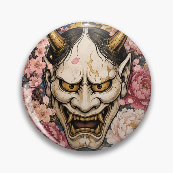 Item preview, Hannya Mask Cherry Blossom Sticker | Japanese Noh Demon Floral Art designed and sold by SeiMeets.