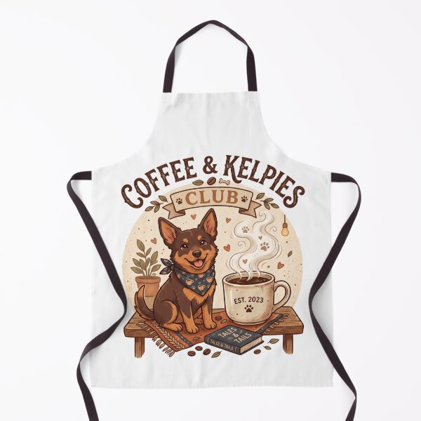 Item preview, Coffee & Kelpies Club Cute Australian Kelpie Coffee Lover Retro Cozy Design designed and sold by Globalcitytees.