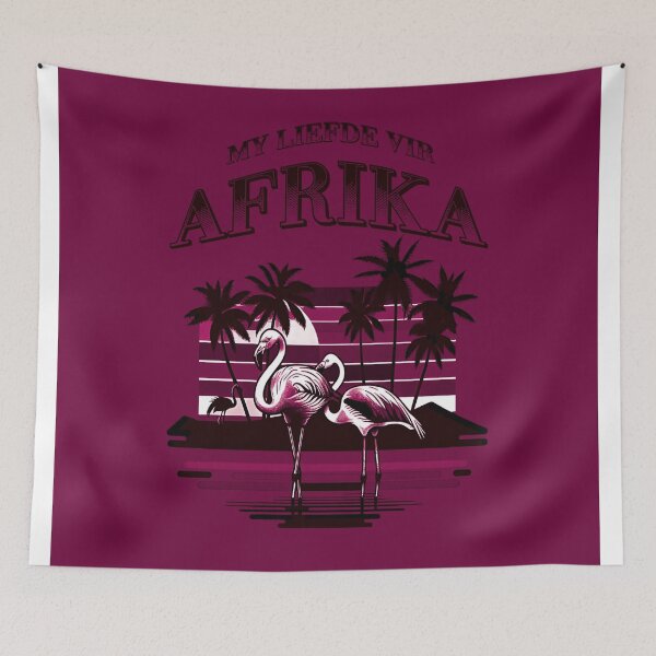 Item preview, My love for Africa: Flamingos under palm trees in violet designed and sold by Segasprojects.