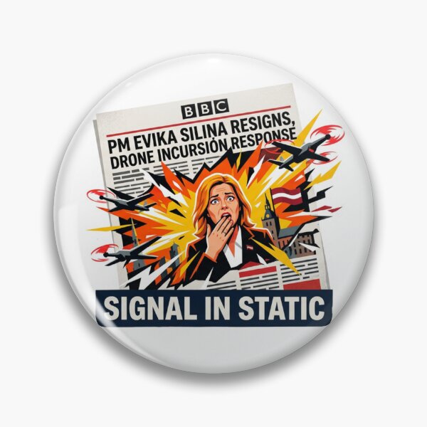 Item preview, Signal In Static — Latvian PM Evika Silina resigns over response to drone incursions - BBC Sticker designed and sold by ZibiArt.