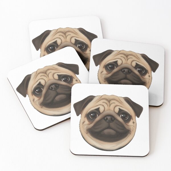 Item preview, Cute Pug Face Illustration designed and sold by Inka Moon Design.