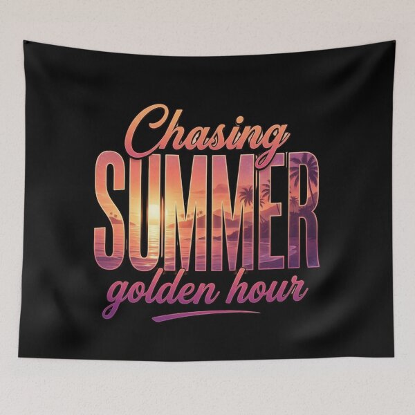 Item preview, Chasing Summer’s Golden Hour – Retro Tropical Sunset T-Shirt designed and sold by bazstees54.