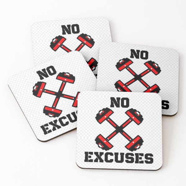 Item preview, No Excuses | Cross Dumbbells Gym Motivation | Red Black Workout Art designed and sold by AiNaturalsOnly.