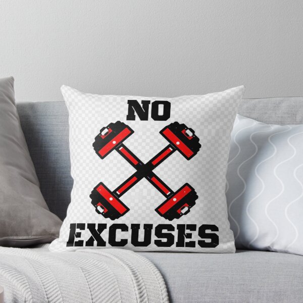 Item preview, No Excuses | Cross Dumbbells Gym Motivation | Red Black Workout Art designed and sold by AiNaturalsOnly.