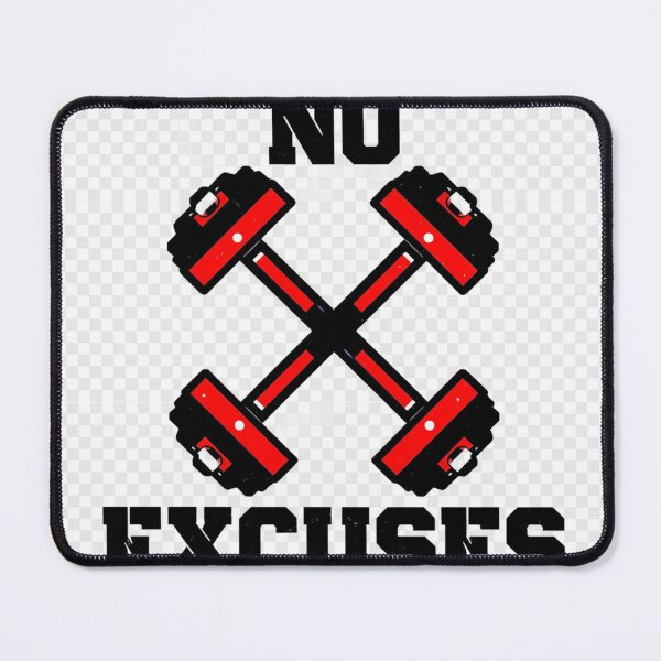 Item preview, No Excuses | Cross Dumbbells Gym Motivation | Red Black Workout Art designed and sold by AiNaturalsOnly.