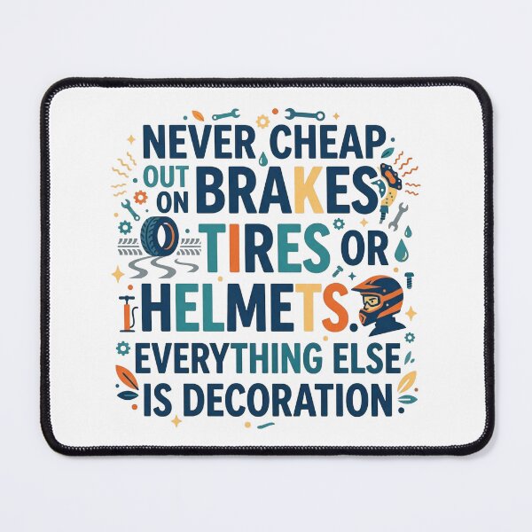 Item preview, Never cheap out on brakes, tires or helmets. Everything else is decoration T-shirt designed and sold by PanwarTees.