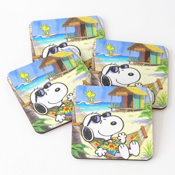Item preview, Snoopy Hawaiian Beach Hammock Summer Vacation Art designed and sold by ExploreAura Studio.