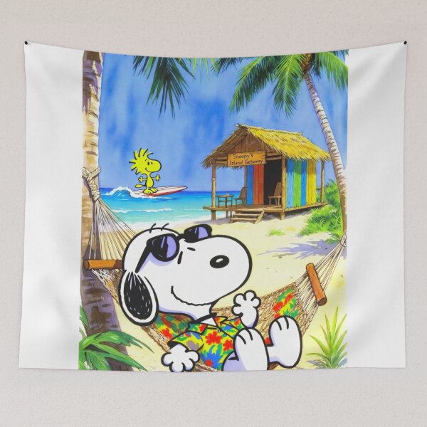 Item preview, Snoopy Hawaiian Beach Hammock Summer Vacation Art designed and sold by ExploreAura Studio.
