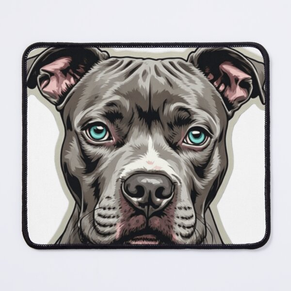 Item preview, Cute Cartoon Pitbull Dog Portrait | Blue-Eyed Pittie Art designed and sold by Resolution Retro.
