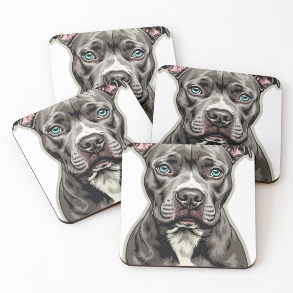 Item preview, Cute Cartoon Pitbull Dog Portrait | Blue-Eyed Pittie Art designed and sold by Resolution Retro.