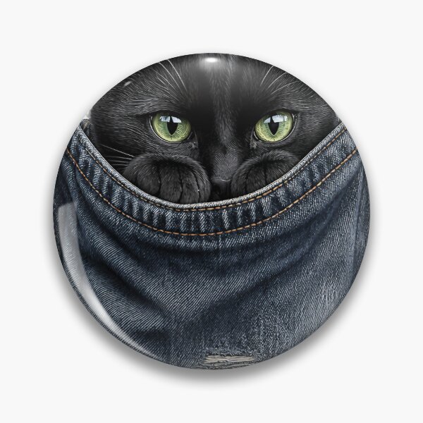 Item preview, POCKET PANTHER — Vector Cat Print (Black Cat in Denim Pocket) designed and sold by Jandedan.