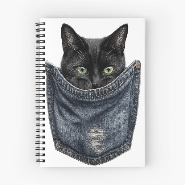 Item preview, POCKET PANTHER — Vector Cat Print (Black Cat in Denim Pocket) designed and sold by Jandedan.