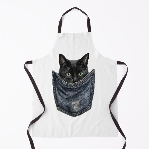 Item preview, POCKET PANTHER — Vector Cat Print (Black Cat in Denim Pocket) designed and sold by Jandedan.