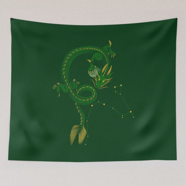 Item preview, Draco Constellation Dragon Green Minimalist Line Art designed and sold by JAMerArc.