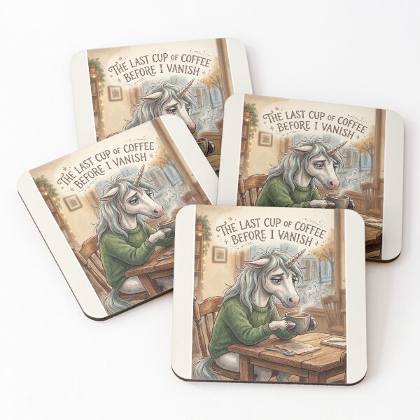 Item preview, ​The Last Cup of Coffee Before I Vanish - Vintage Storybook Unicorn designed and sold by Rahaf-shop9.