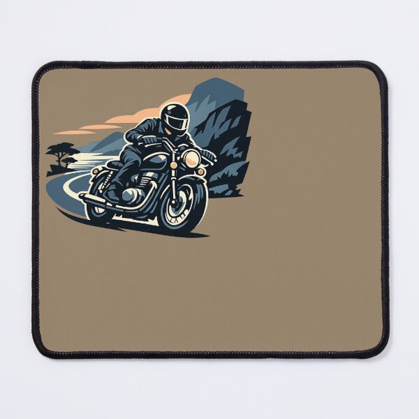 Item preview, Dynamic Mountain Curve Motorcycle Rider - Retro Sunset Emblem designed and sold by SilentPowerArt.