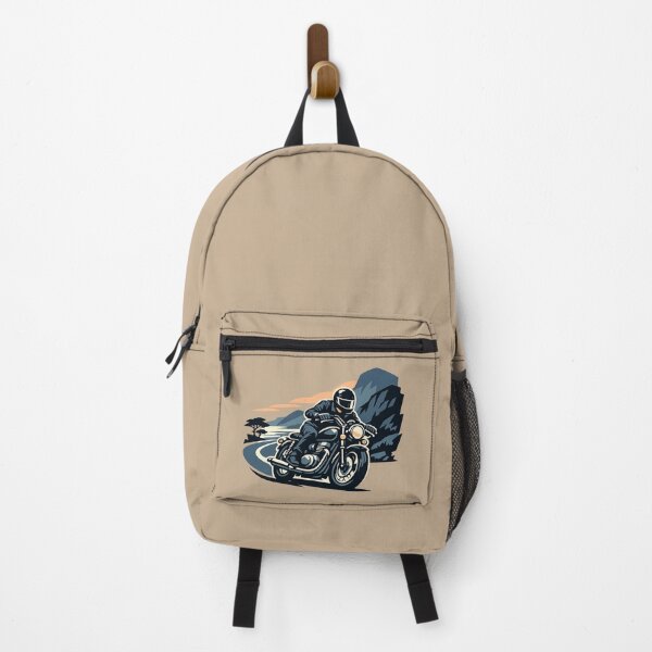 Item preview, Dynamic Mountain Curve Motorcycle Rider - Retro Sunset Emblem designed and sold by SilentPowerArt.