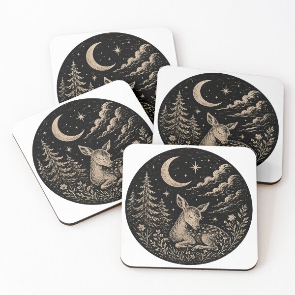 Item preview, Vintage Celestial Sleeping Deer & Crescent Moon  designed and sold by Jaideep Walia.
