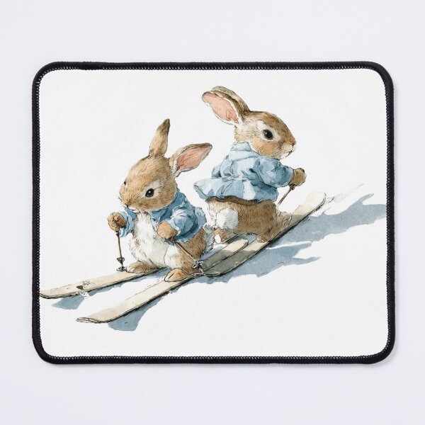 Item preview, Bunny Ski Adventure Watercolor Art designed and sold by AtlantiqArt.