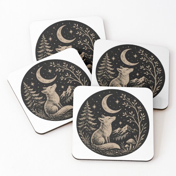 Item preview, Vintage Celestial Fox & Moon Mountain  designed and sold by Jaideep Walia.