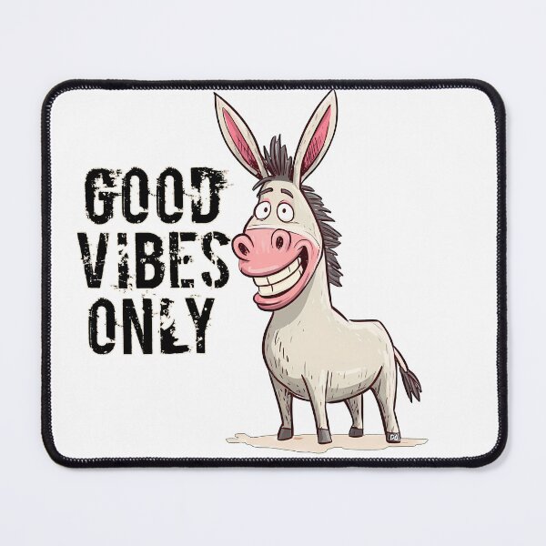 Item preview, Good Vibes Only Smiling Donkey Retro Cartoon Distressed Typography designed and sold by DesignArtist.ia.
